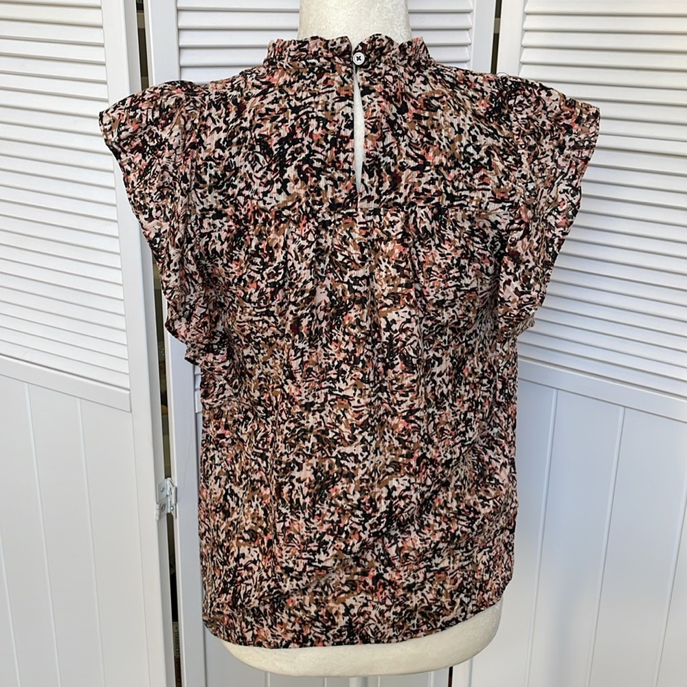 LOFT XS Pintucked Ruffle Shell top - Picture 10 of 13